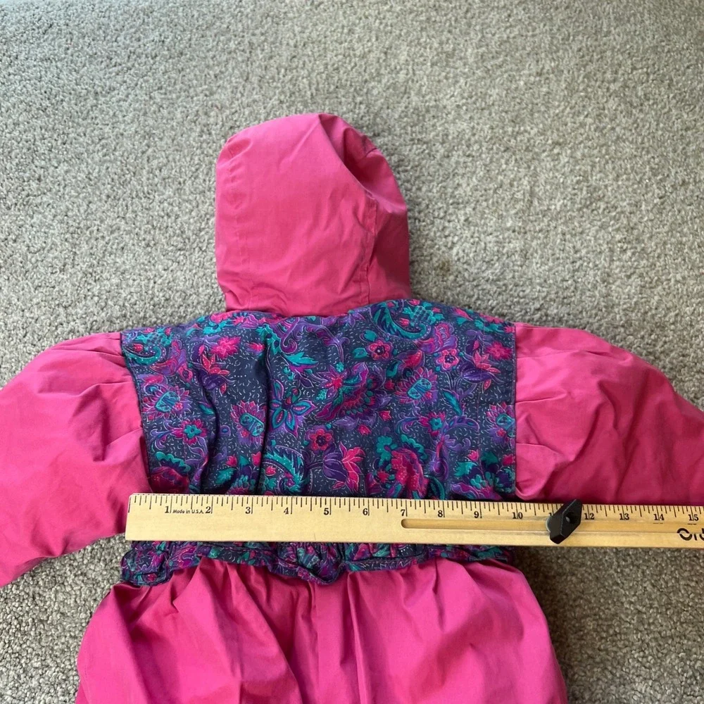 vtg‎ ski snow suit baby 6-9m pink one piece retro outdoor gorpcore 80s geometric